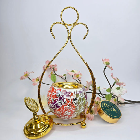 Mibkhara en mosaïque et laiton doré