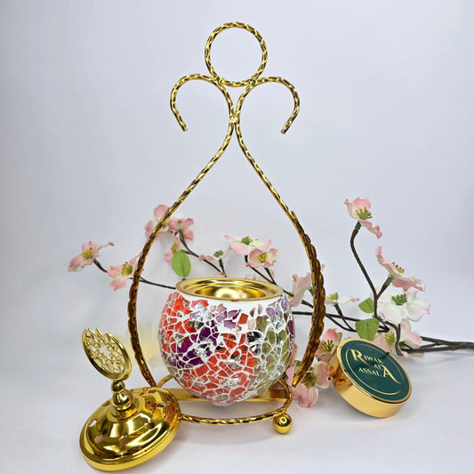Mibkhara en mosaïque et laiton doré