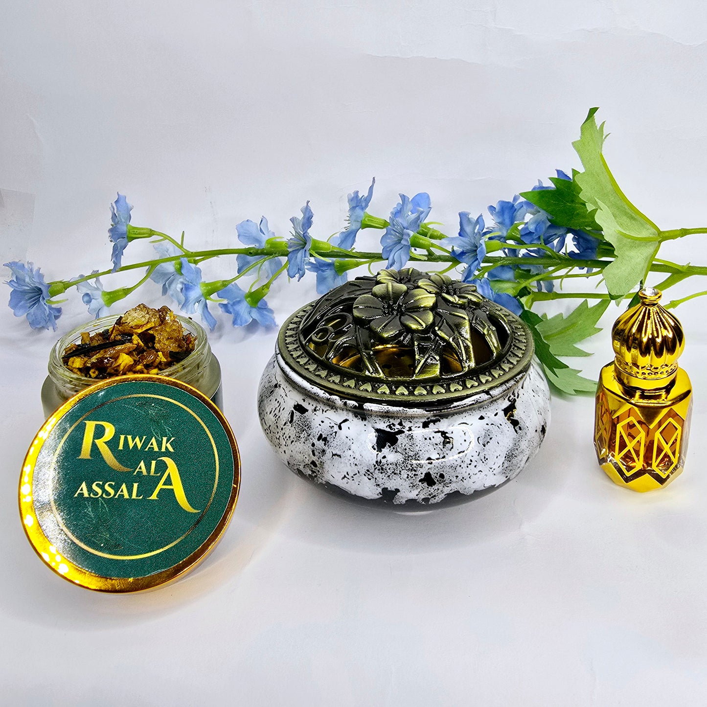 Pack Mini Trésor: Mini Mibkhara au choix + 25g Sarghina + Dihn ou Musc au choix