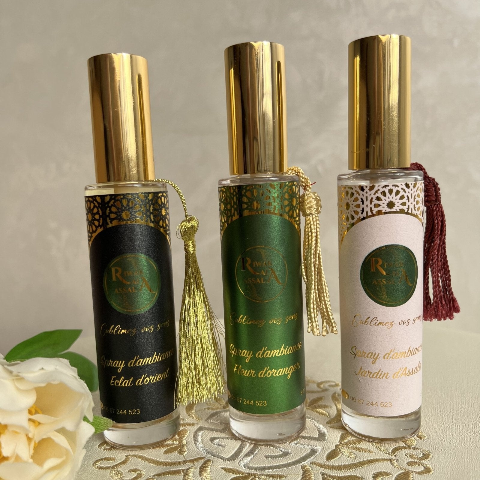 Pack 3 Sprays d’Ambiance 50 ml – Fleur d’Oranger, Jardin d’Assala & Éclat d’Orient Riwak Al Assala